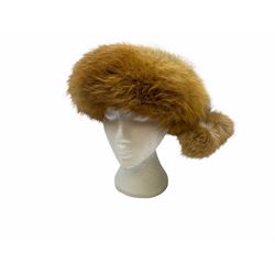 White Saga fox stole, together with Cresta Red fox fur hat, Red fox fur headband, a fur headband and matching cuffs, Harris Tweed clutch bag with fur trim, a fur clutch bag and an Ostrich feather and mohair scarf. 