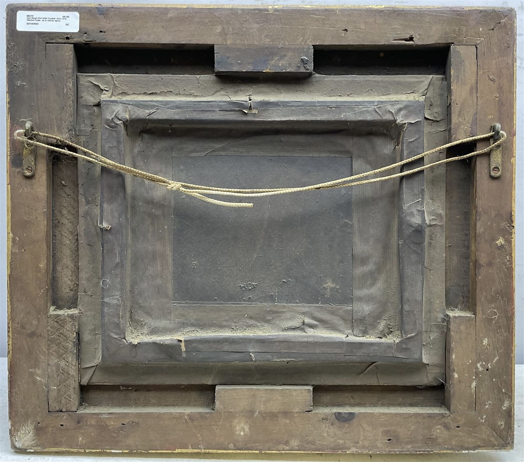 Sam Bough RSA RSW (Scottish 1822-1878): 'Windsor Castle', oil on board signed, titled on plaque 18cm x 23cm in superb carved giltwood frame