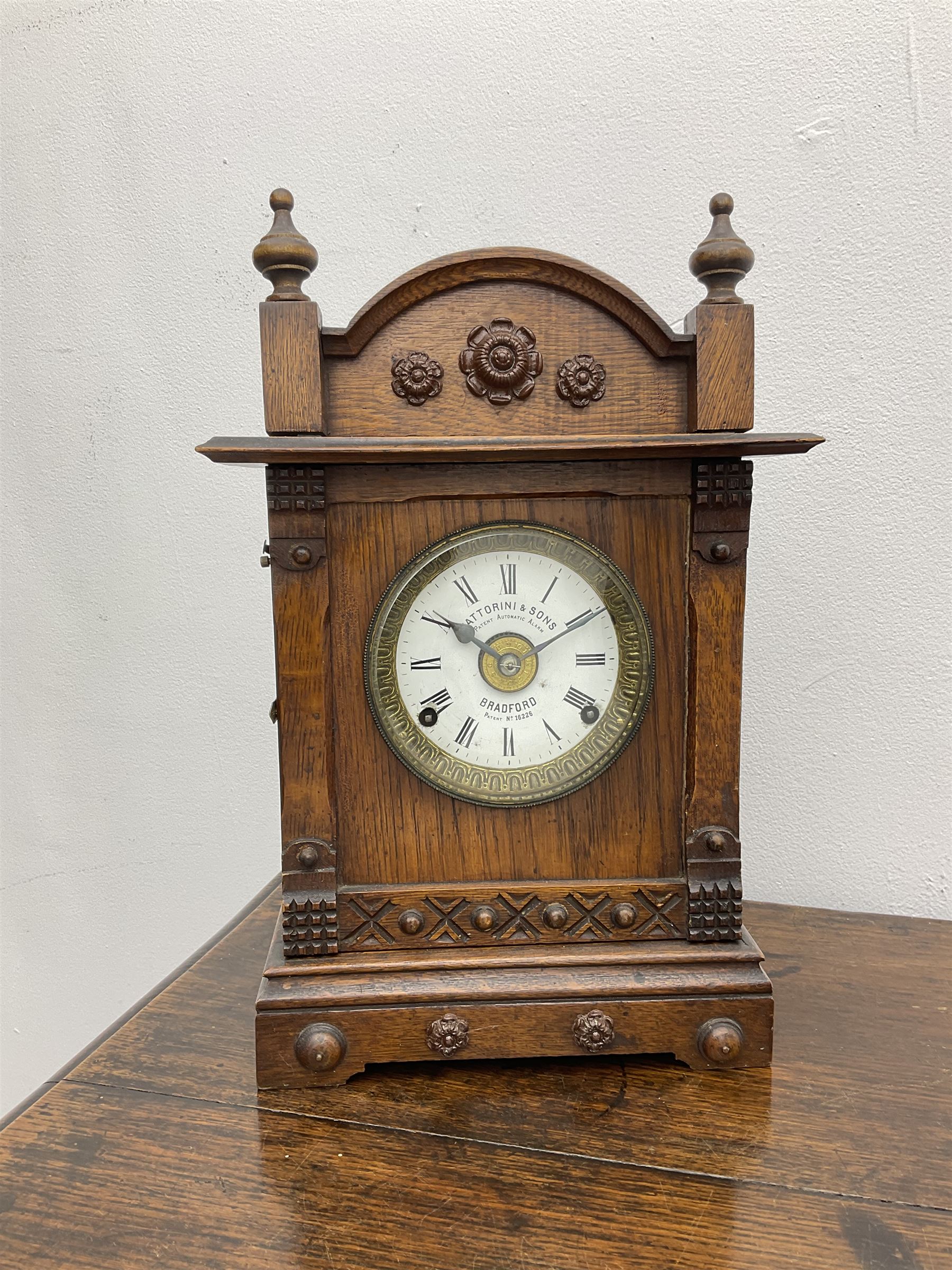 Fattorini & Sons early 20th century oak mantle clock
