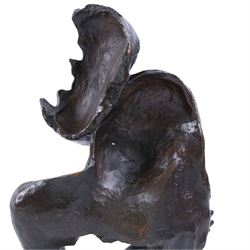 Bronze sculpture,  Abstract lovers  upon a marble base, H28cm