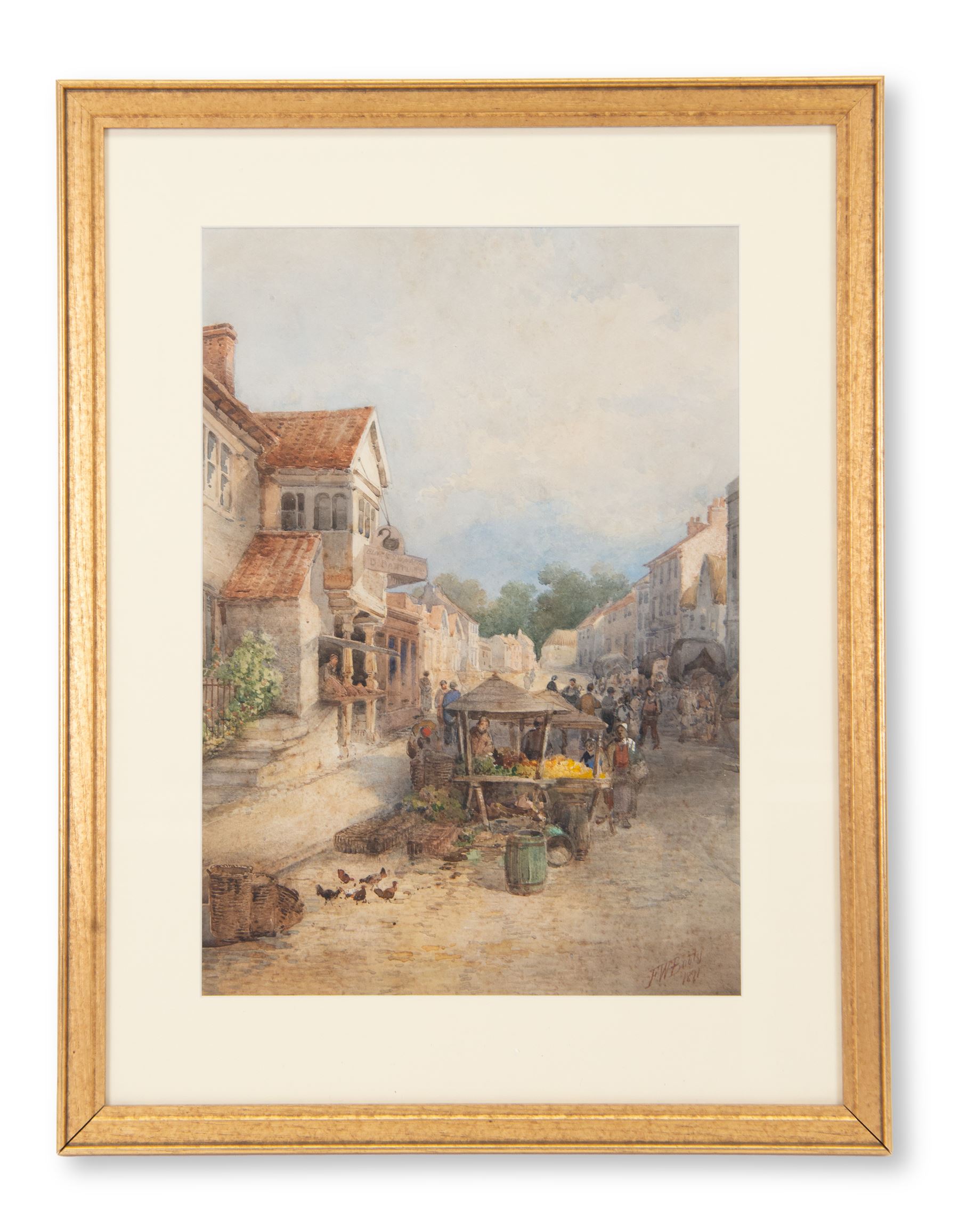 Frederick William Booty (British 1840-1924): 'The Black Swan' Kirkbymoorside, watercolour signed and dated 1891, 47cm x 33cm