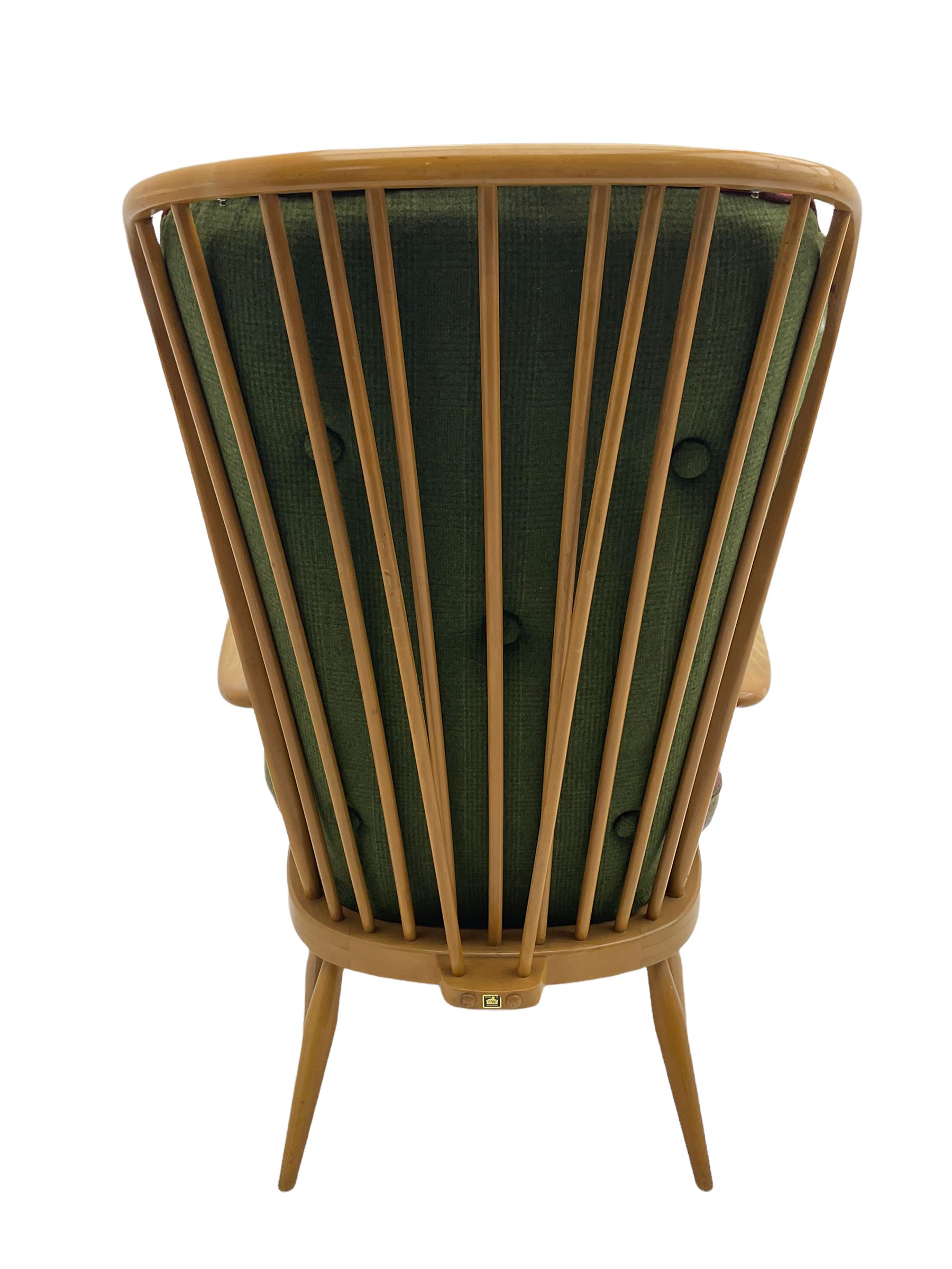 Ercol light beech high back easy armchair, with upholstered loose