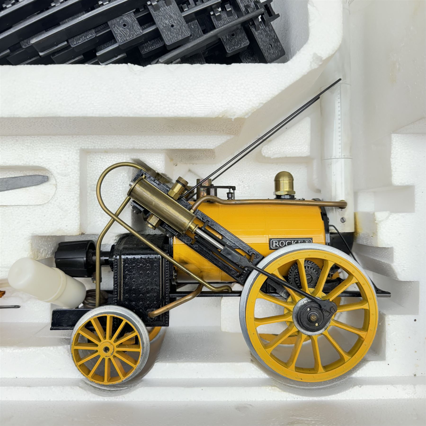 Hornby 3.5 inch (G100) gauge 'Stephensons Rocket' Real Steam Train Set,  boxed with instructions