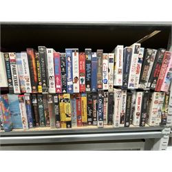 Two bays of vintage VHS videos, approx. 300 - viewing and collection at Duggleby Storage, YO11 3TX
