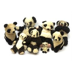 Seven English panda bears 1950s-60s incl