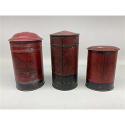 Collection of tin plate money boxes in the form of Royal Mail post boxes, to include four Chad Valley examples, one with key and others similar,  marked VR, GR and ER (10)