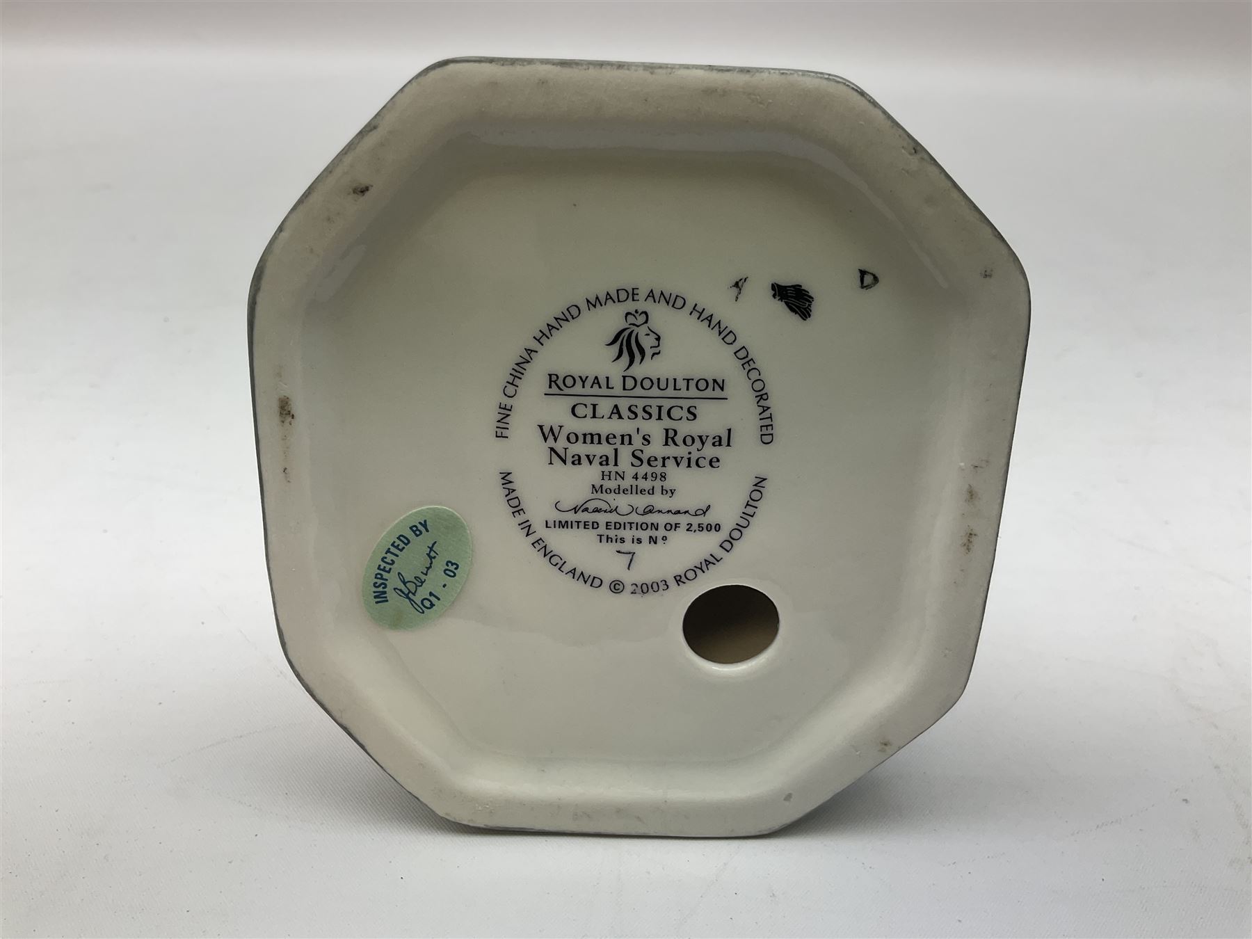 Royal Doulton Women's Royal Navy Service Classics figure, modelled by Valerie Annand, HN4498, limited edition no 7/2500, H23cm