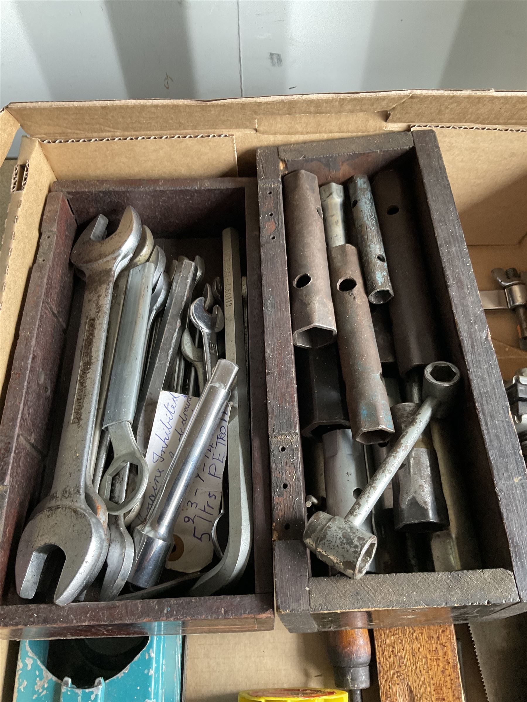 Selection of tools, spanners, saw blades and other tools - THIS LOT IS TO BE COLLECTED BY APPOINTMENT FROM DUGGLEBY STORAGE, GREAT HILL, EASTFIELD, SCARBOROUGH, YO11 3TX