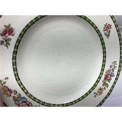 Copeland Spode, Spode's Glory pattern part dinner service, comprising two covered tureens, six dinner plates, six side plates, six dessert plates, sauce jug, three serving dishes of various sizes   