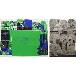 Chris Neaves (British 20th century): Park and Monochrome Abstract, two limited edition lit...