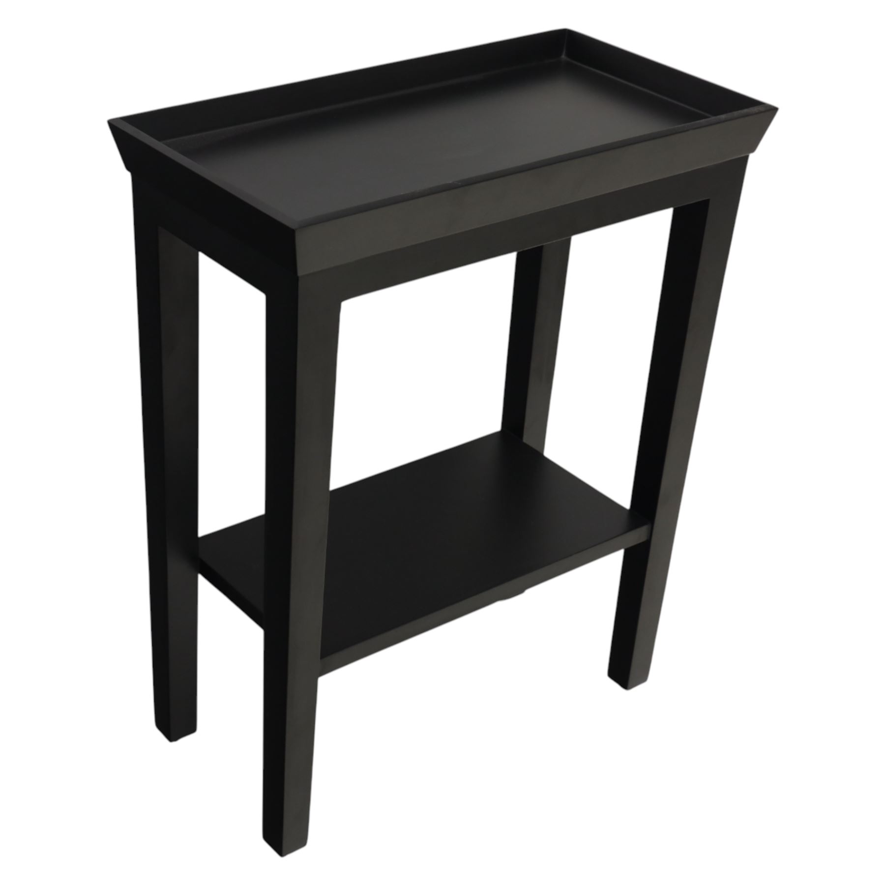 Oka - Gustavian sofa side table, rectangular form with dished top, on square tapering supports united by undertier 