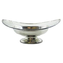 Edwardian silver pedestal bowl of navette form, hallmarked Goldsmiths & Silversmiths Co Ltd, Sheffield 1904, H12.5cm W31cm, approximate weight 18.44 ozt (573.7 grams)