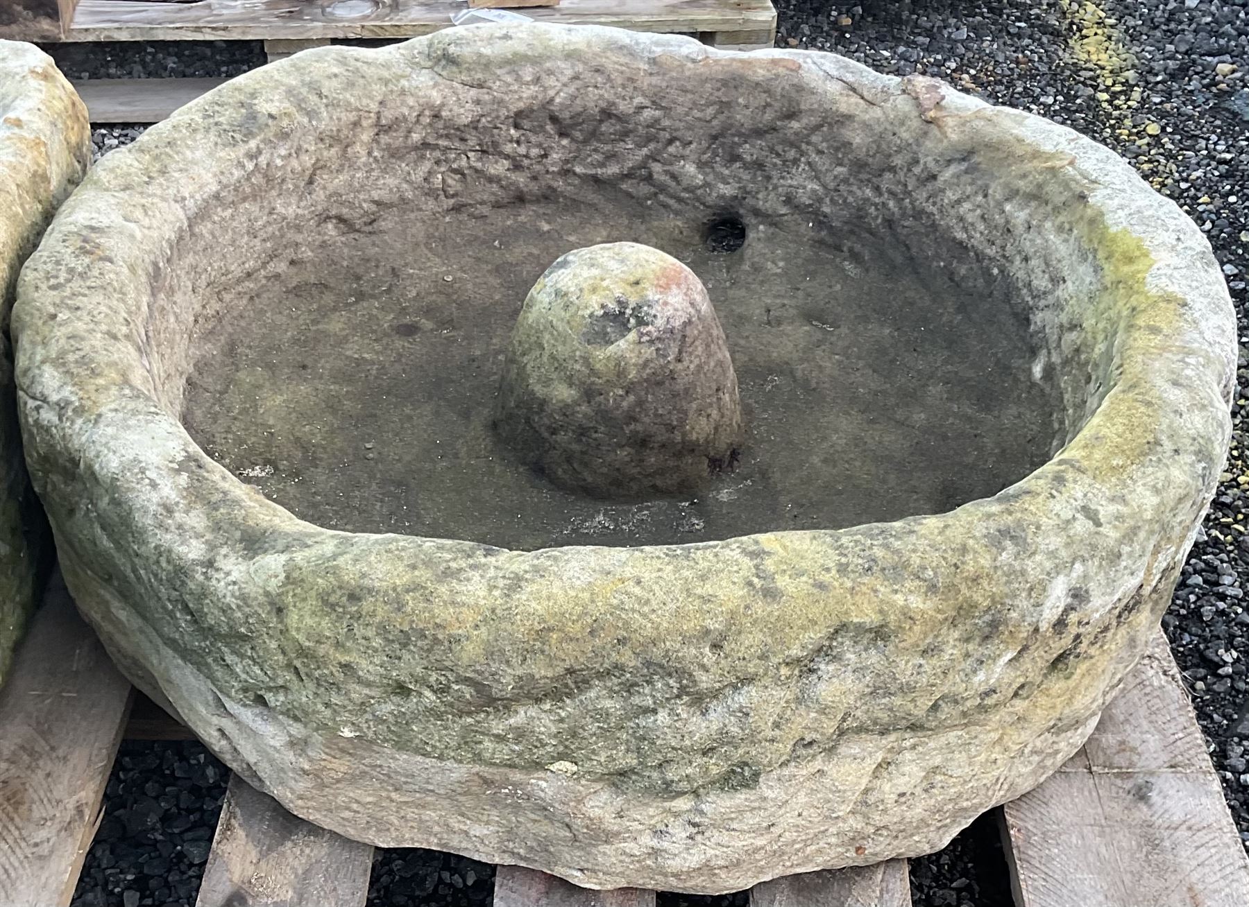 19th century hat top carved stone circular trough  - THIS LOT IS TO BE COLLECTED BY APPOINTMENT FROM DUGGLEBY STORAGE, GREAT HILL, EASTFIELD, SCARBOROUGH, YO11 3TX