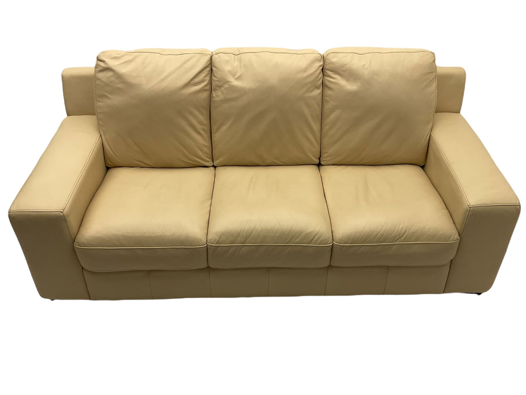Violino Italian three seat sofa, upholstered in cream leather