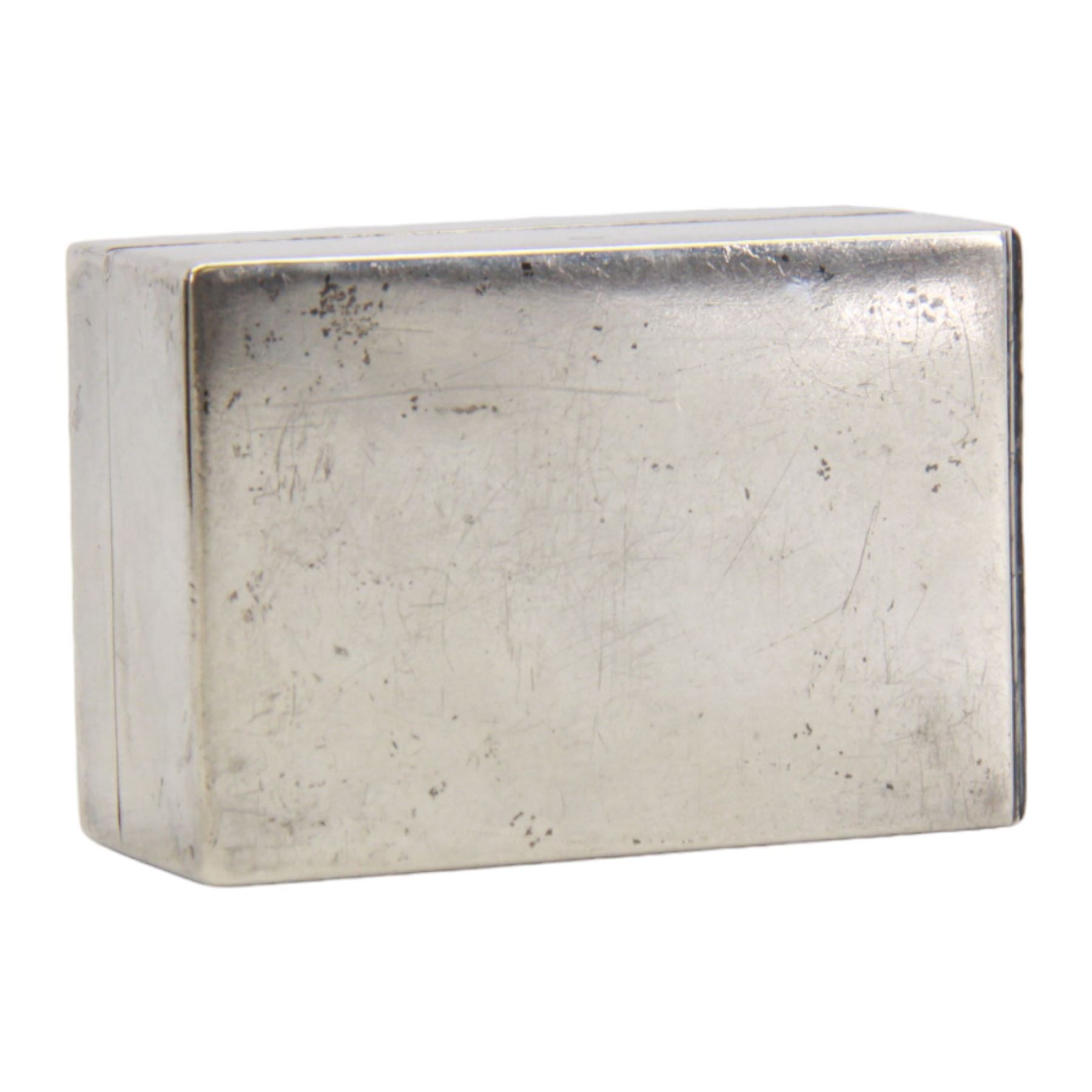 Victorian silver travelling desk compendium, of plain rectangular form, the hinged cover opening to reveal a fitted gilt interior containing inkwell, vesta case, fold down candle holder and seal tray, hallmarked Thomas Johnson I, London 1871, also bearing retailer mark for Asprey Bon Street, H3.5cm W8cm D5.5cm