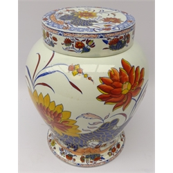  19th century Ironstone baluster shaped jar and cover, decorated in the Masons style with stylized floral sprays, H26cm   