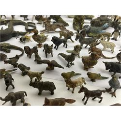 Collection of miniature cold painted bronze and similar animals, to include birds, sheep, horses etc 