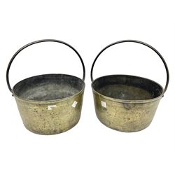 Two large brass jam pans, D40cm, H48cm