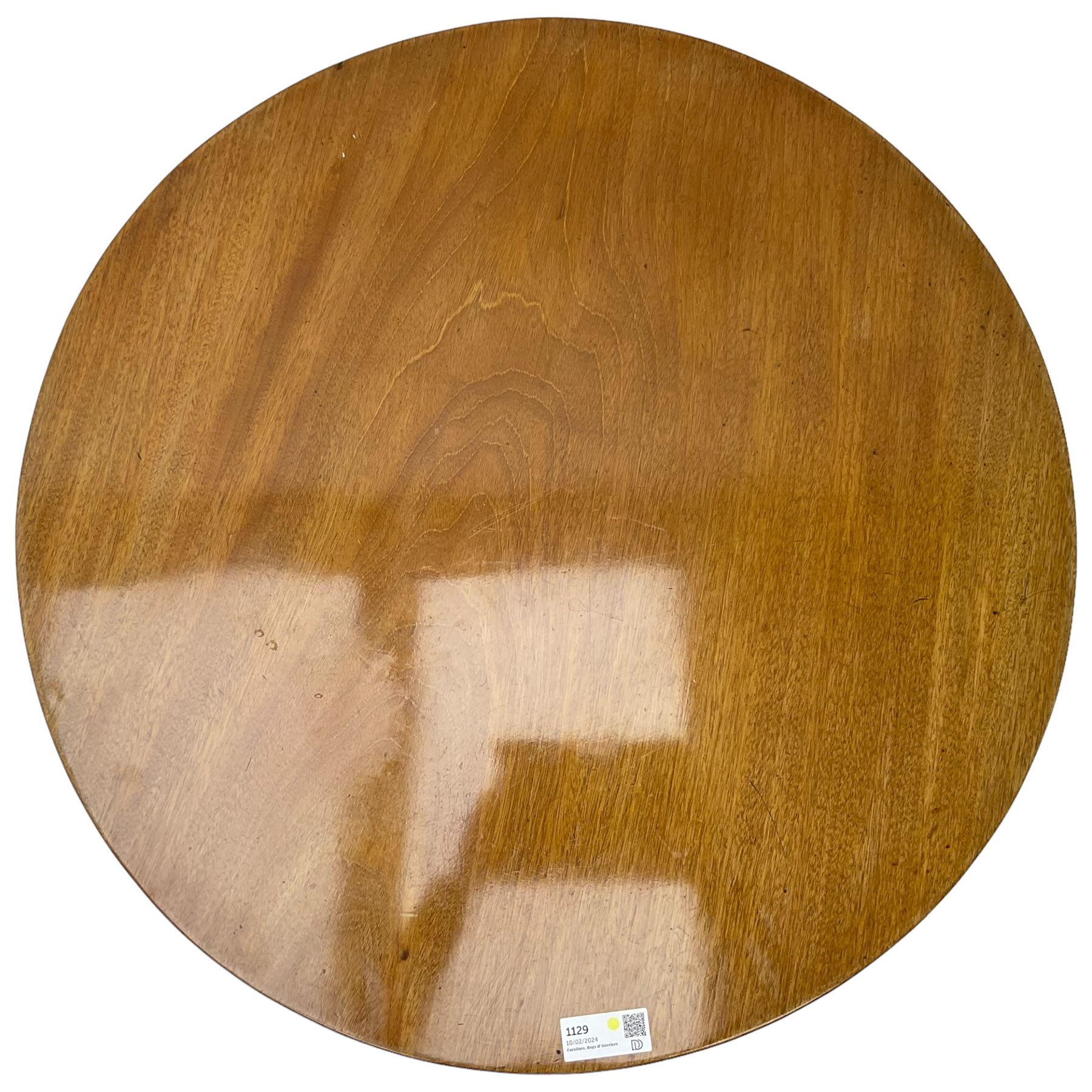 19th century mahogany low occasional or coffee table, circular tilt-top over tripod base