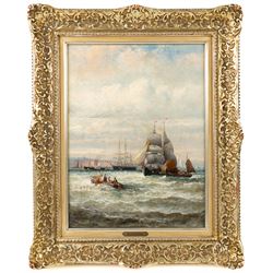 William Anslow Thornley (British fl.1858-1898): Off the French Coast, oil on canvas signed 39cm x 29cm