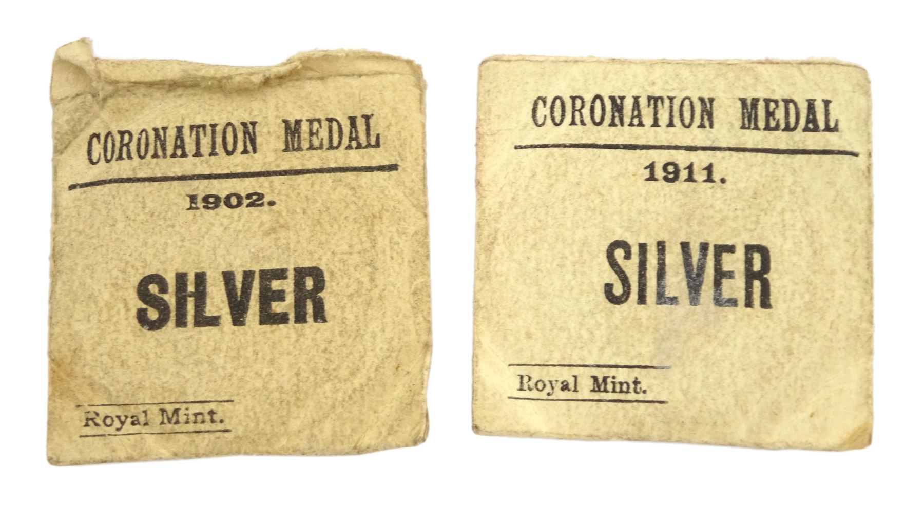King Edward VII 9th August 1902 and King George V 22nd June 1911 small silver Coronation medals