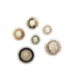 The Royal Mint United Kingdom 2011 silver proof piedfort six coin set, cased with certificate