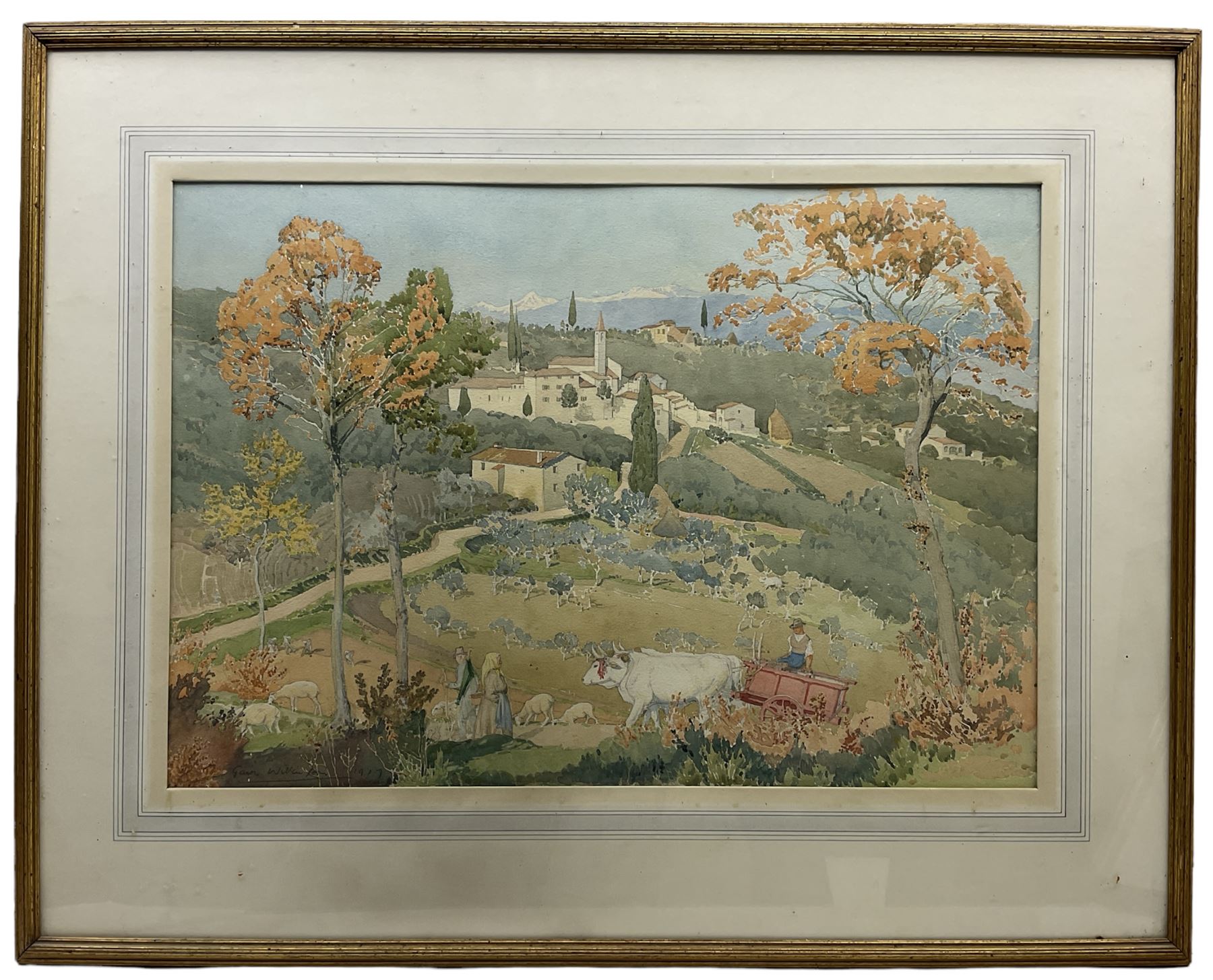 Alexander Gair Wilkinson (British 1882-1957): 'Autumn Day in Tuscany', watercolour signed and dated 1932, 'Fine Art Society' label verso 49cm x 70cm