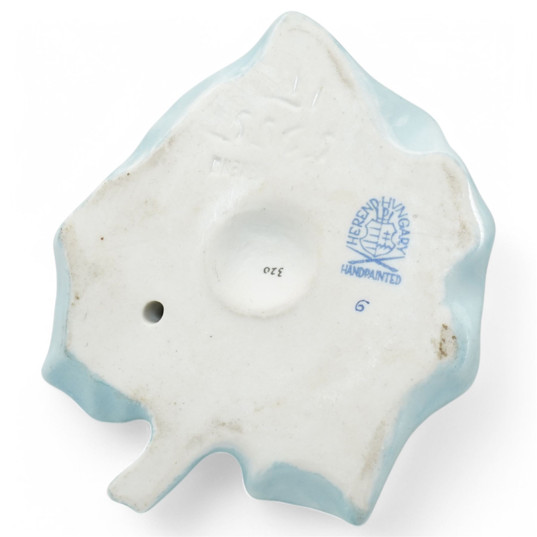 Herend porcelain model of a frog on a leaf, together with pierced potpourri with cover in floral design, each with marks to base, H8cm (2)