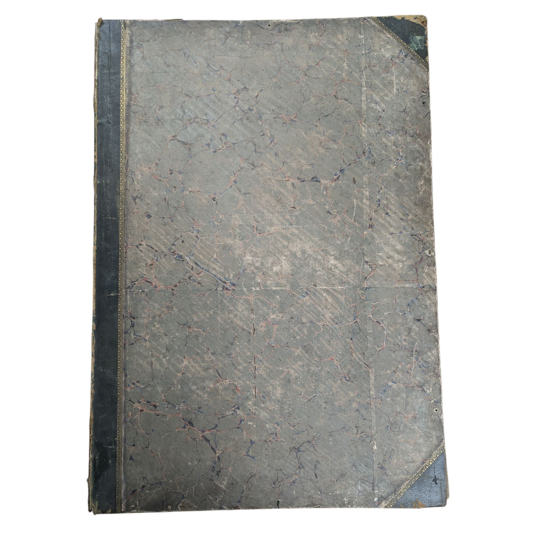 Large folio with blank pages in marbled boards 103cm x 71cm