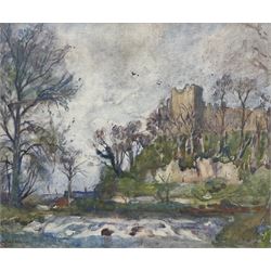 Frederick William Jackson (Staithes Group 1859-1918): Castle Ruin by the Riverside, watercolour signed 20cm x 24cm