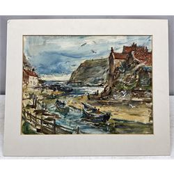 Rowland Henry Hill (Staithes Group 1873-1952): Looking Down Staithes Beck, watercolour signed and dated 1942, 26cm x 34cm (mounted)