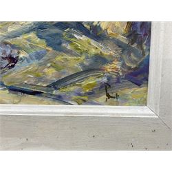 William P* (British Contemporary): ‘A Summer’s Day at Staithes’, acrylic on board indistinctly signed, further signed titled and dated 2000 verso 23cm x 29cm