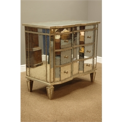  John-Richard Fine Furniture 'three drawer chest, mirrored with silver-leaf moulding, W102cm, H90cm, D52cm  