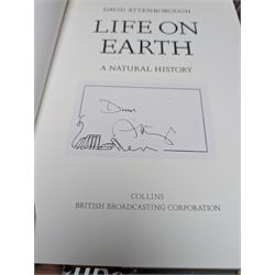 Attenborough, David; Life on Earth, Collins, London 1979 first edition hardback, together with A Life on Our Plant and Living Planet all with David Attenborough signatures 