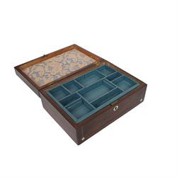 Black lacquered tea caddy with mother of pearl inlay, together with another box with mother of pearl inlay