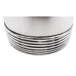 1930's silver tankard, of plain tapering form, with banded base and C scroll handle, hallmarked Alexander Clark & Co Ltd, Birmingham 1937, approximate total weight 14.86 ozt (462.4 grams)