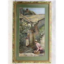 William Harris Weatherhead (British 1843-1903): Apple Picking, watercolour signed 80cm x 42cm 