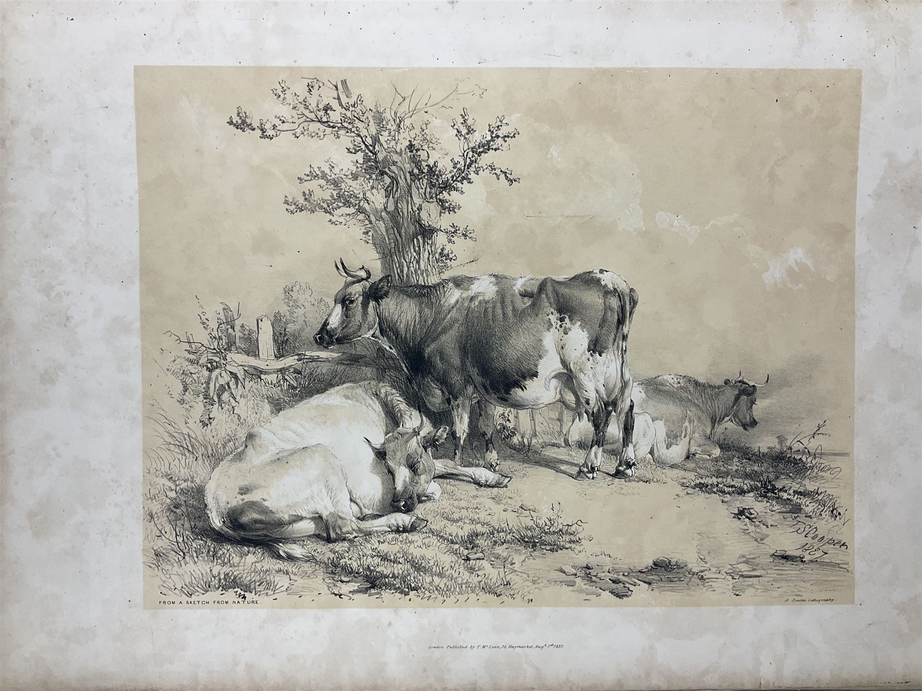 Thomas Sidney Cooper (British 1803-1902): 'Cooper's Designs for Cattle Pictures, Thirty Four Subjects of Cattle &co Designs for Pictures', London, published by T McLean, Ackermann & Co and C Tilt, 1837, with thirty two plates 