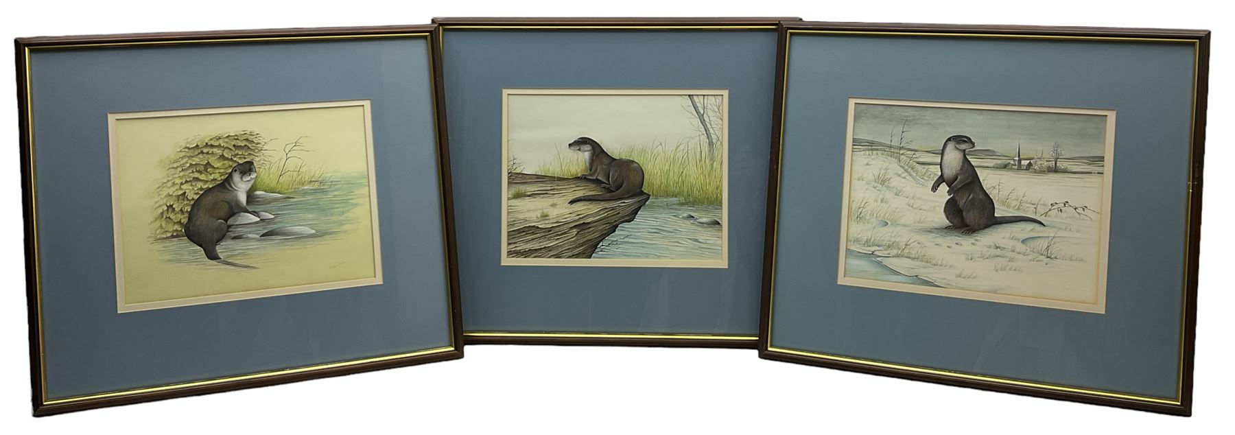 Eric Peake (British 1940-): 'Winter Otter' 'Summer Otter' and 'Autumn Otter', set three watercolours signed, titled and dated 1984-1985 verso 25cm x 33cm (3)