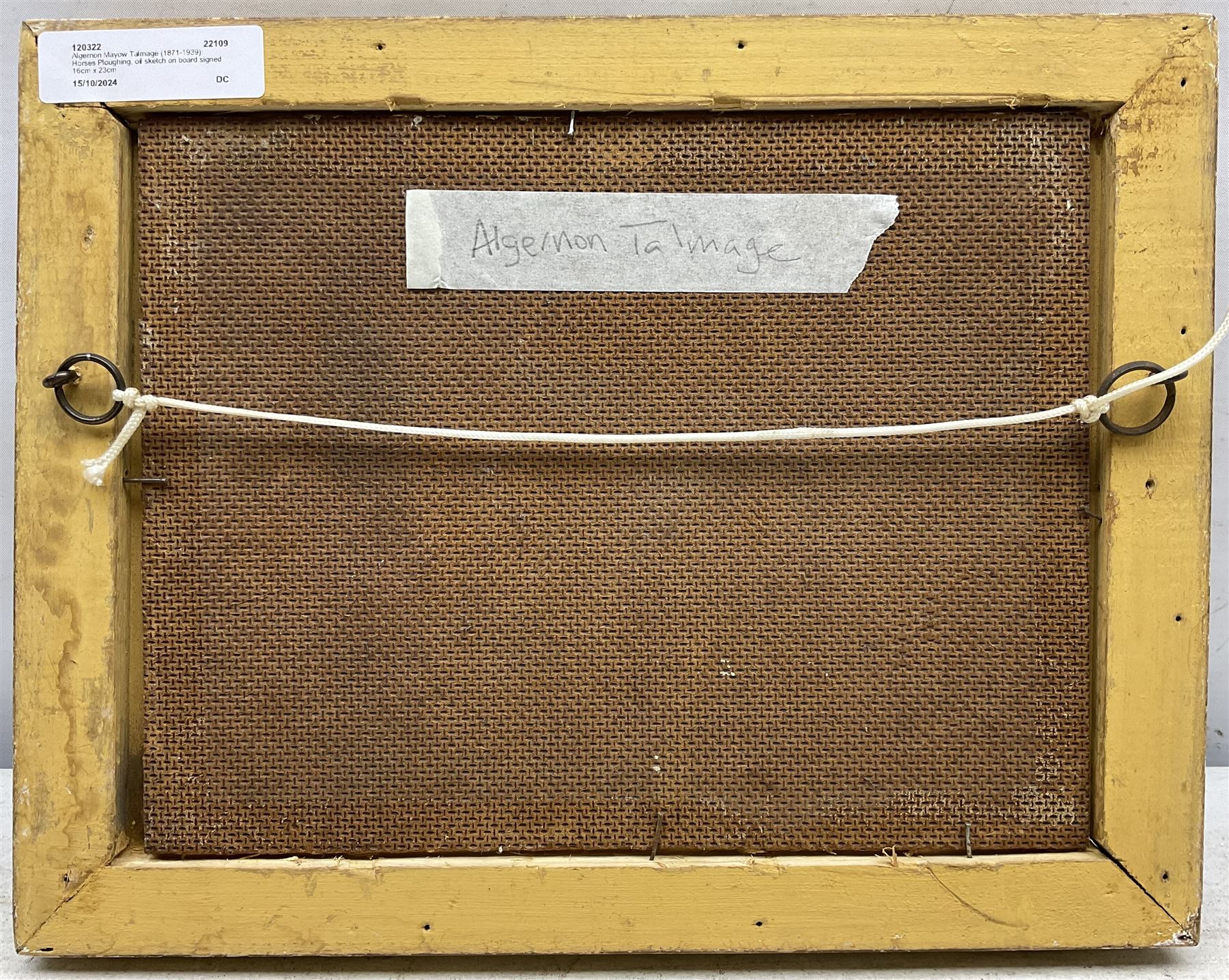 Algernon Mayow Talmage (1871-1939): Horses Ploughing, oil sketch on board signed 16cm x 23cm