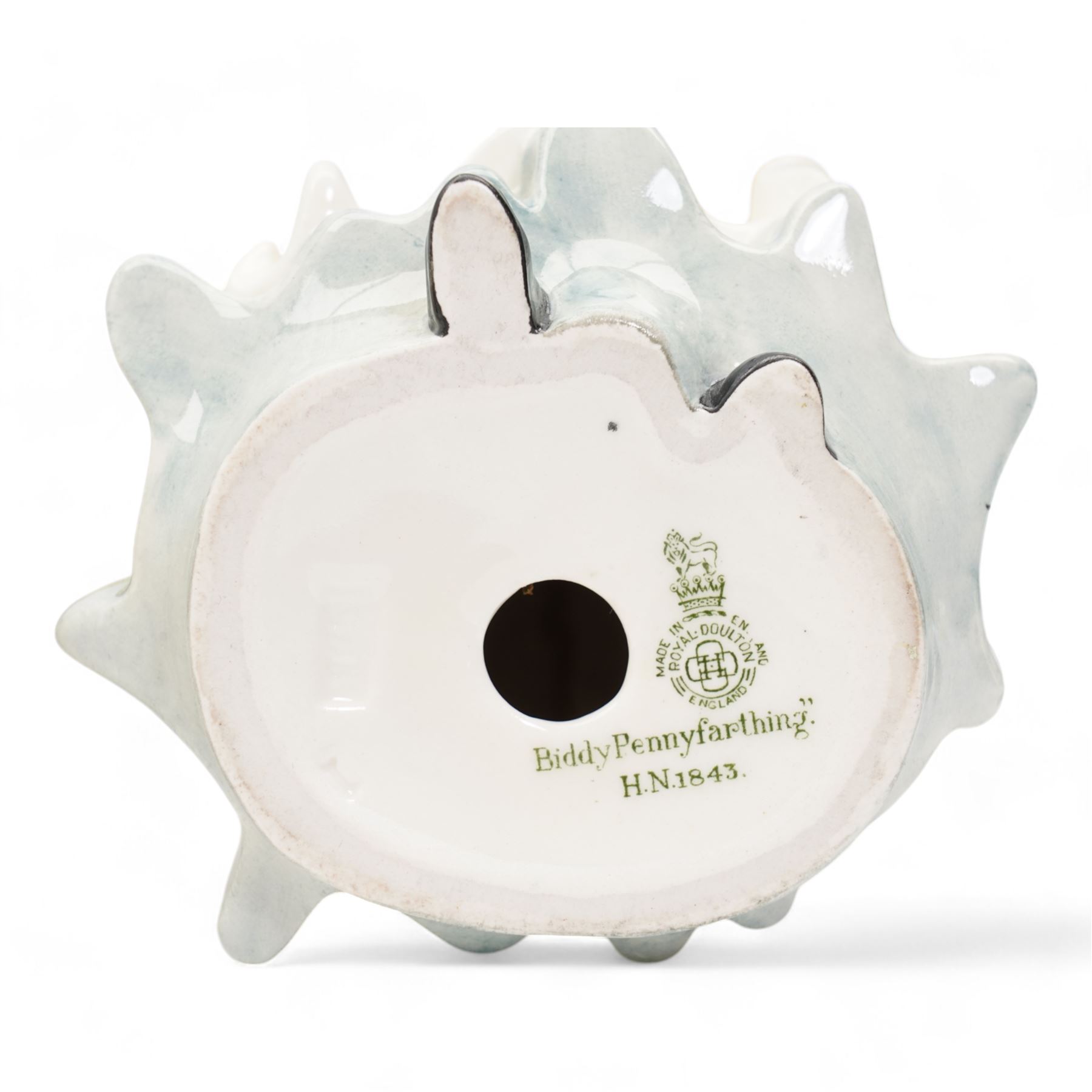 Four Royal Doulton figures comprising 'Sweet Lavender' HN1373, 'The Balloon Seller' HN583, 'Biddy Pennyfarthing' HN1843 and 'Silks and Ribbons' HN2017 (4)