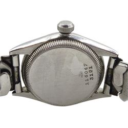 Rolex Oyster stainless steel manual wind wristwatch, circa 1941, Ref. 3121, serial No. 116047, on expanding stainless steel strap