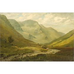 Frederick (Fred) Stead (British 1863-1940): Highland River Landscape, oil on canvas signed 63cm x 94cm
