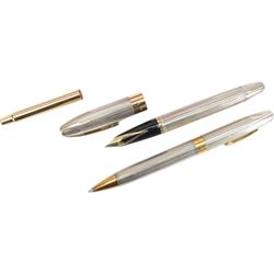 Sheaffer legacy silver fountain pen with 18ct nib and matching ballpoint pen