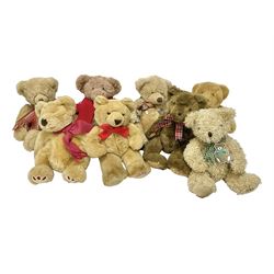 Eight annual Fraser Bears, by House of Fraser, dating between 1996 and 2003, tallest H42cm