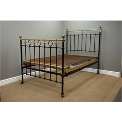  Victorian brass and iron 4' double bedstead  