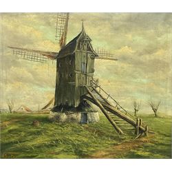 W Soete (Dutch 20th century): Derelict Windmill, oil on canvas signed 58cm x 68cm