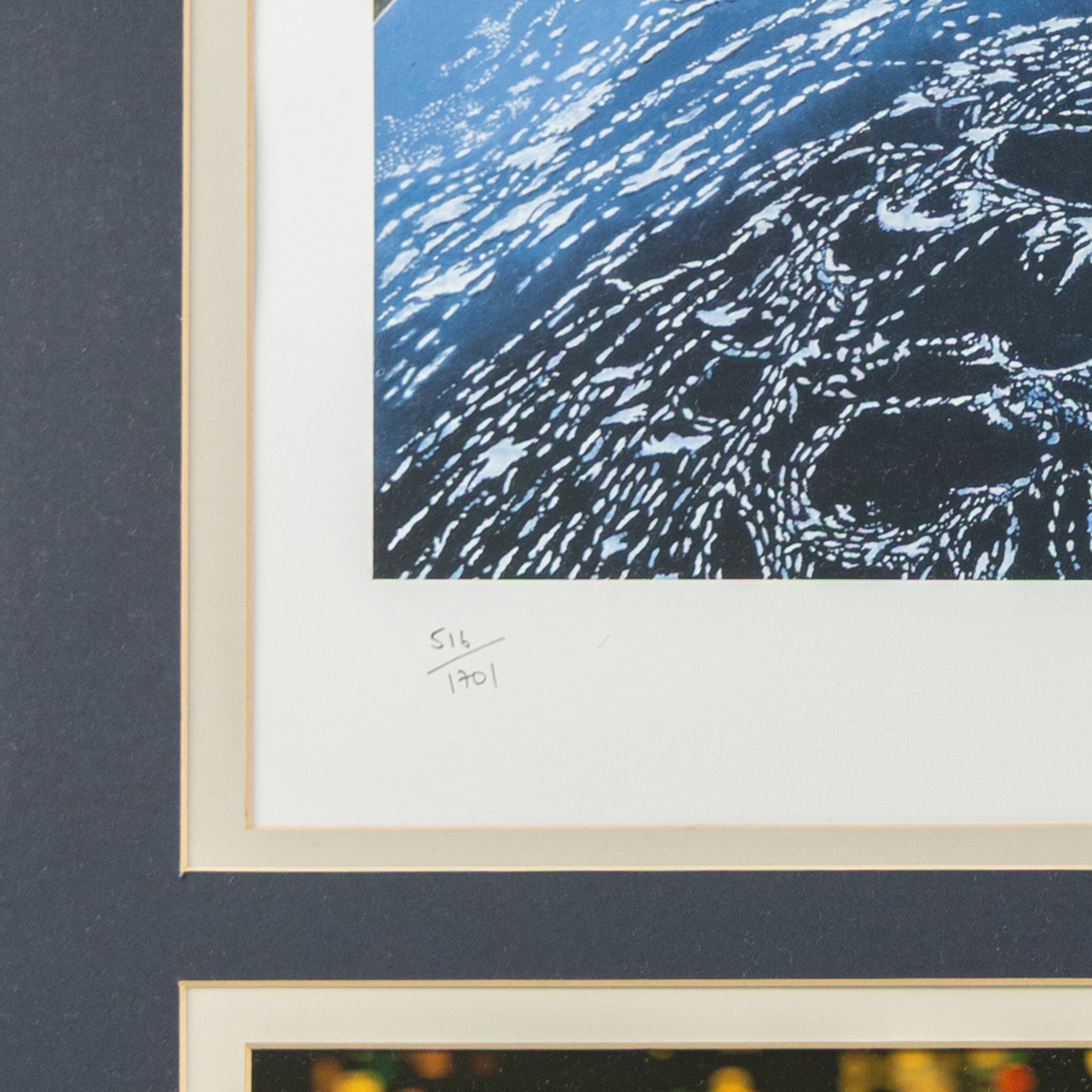 Limited edition Star Wars print 'The Voyage Begins' by Stewart Robinson numbered 516/1701, framed above three signed photographs of William Shatner as Captain James T. Kirk, Leonard Nimoy as Mr Spock and The Star Trek Legendary Four, all with certificates of authenticity verso, frame H109cm, W90cm