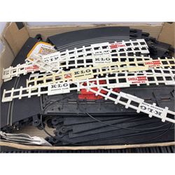 Scalextric - Porsche Power Set; boxed; Subaru Competition Rally Set (track and controllers only); boxed; Formula 1 Racing Car Set; polystyrene box base only; together with large quantity of track in four boxes; and quantity of accessories including vehicles, part vehicles for spares or repair, fencing, bridge, spare controllers etc