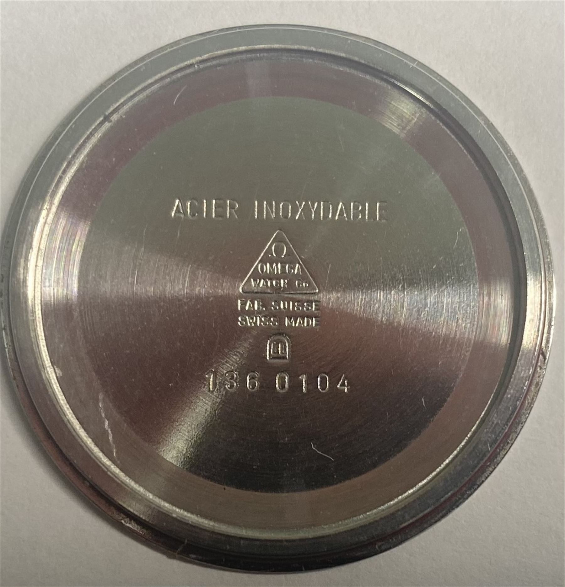 Omega gentleman's stainless steel manual wind wristwatch, calibre 1030, serial No. 44 527730, with date aperture, on black leather strap